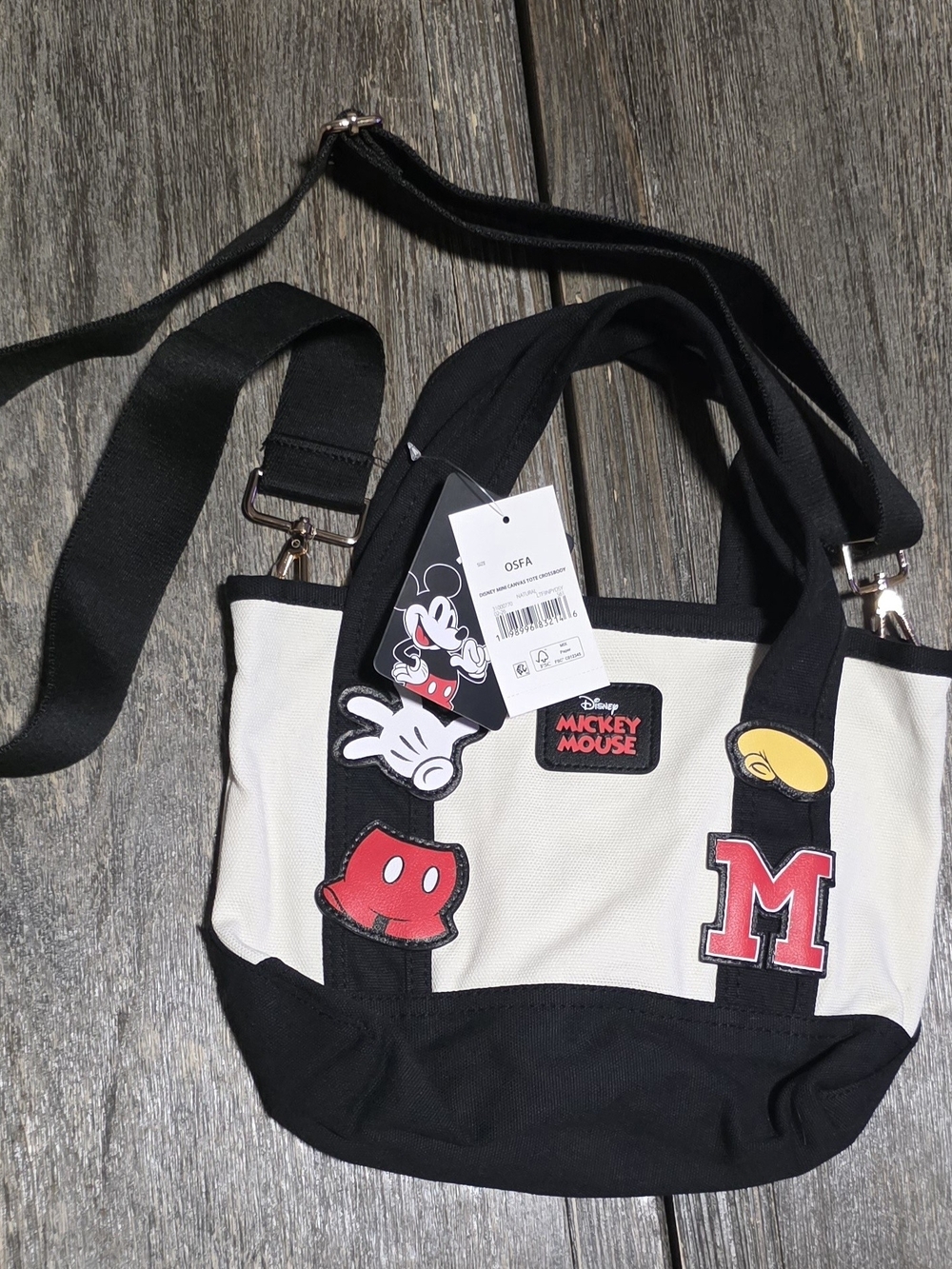 Disney Black & White Mickey Mouse Mini Tote Bag with Red Accents